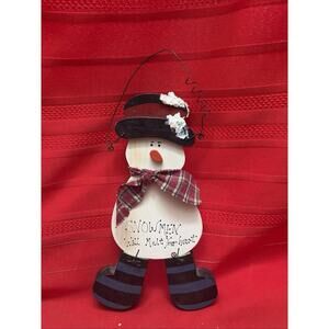 PAINTED SNOWMAN CHRISTMAS WOOD SIGN HOLIDAY DECOR 18"